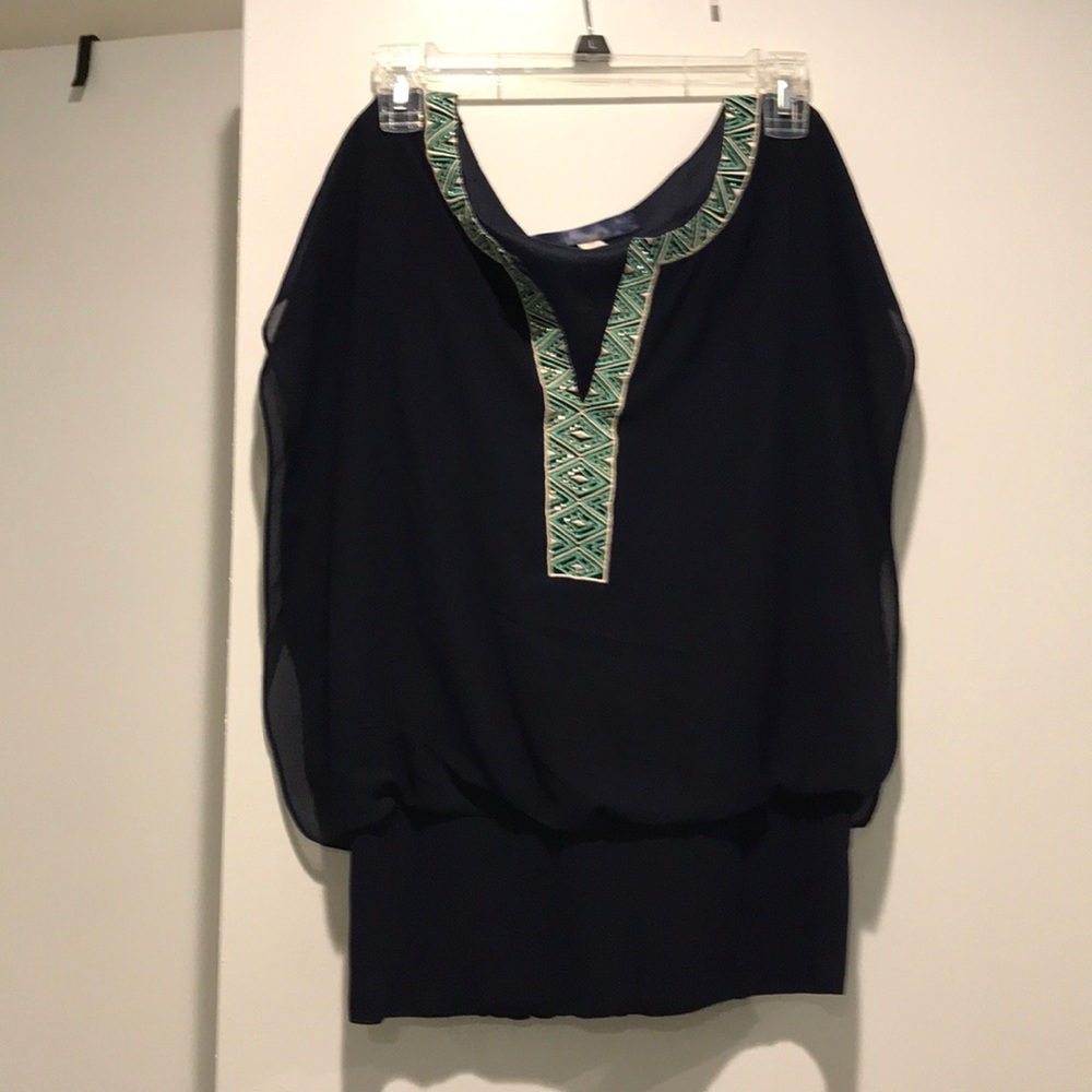 Blue beaded party top